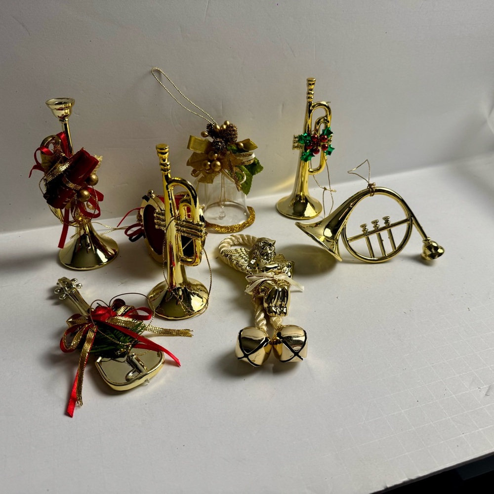 8 Pcs Gold Musical Instrument Ornaments Set - Picture 3 of 5